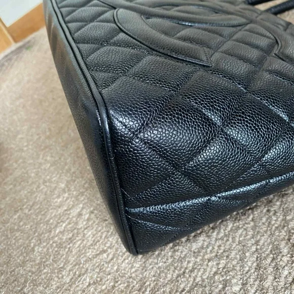 CHANEL Black Quilted Tote with Gold Charm - Picture 6 of 8